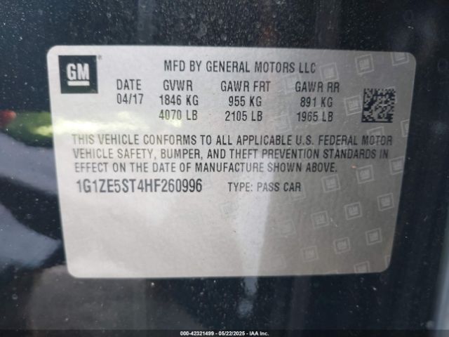 1G1ZE5ST4HF260996 Chevrolet MALIBU 1LT