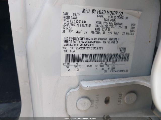 1FT7W2BT2FEB32124 Ford F-250 Xlt