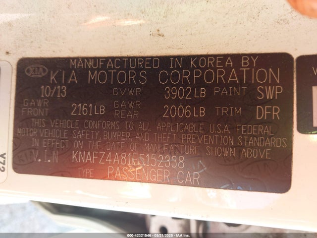 KNAFZ4A81E5152338 KIA 2014
