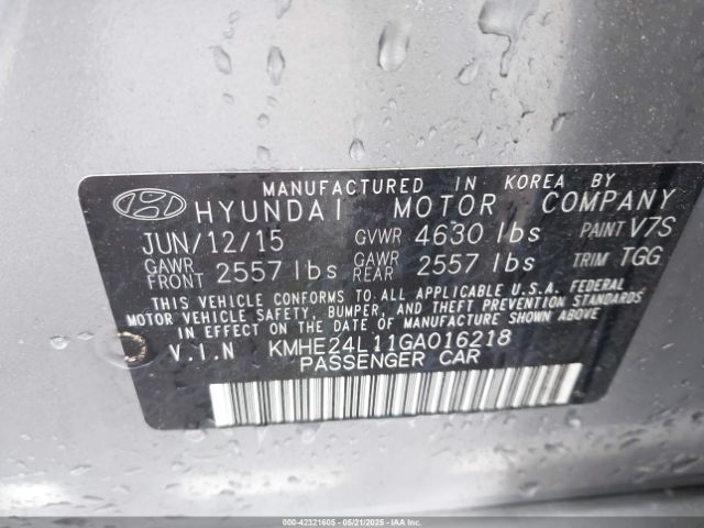 KMHE24L11GA016218 Hyundai Sonata Hybrid Se