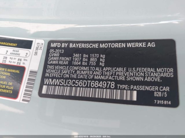 2013 MINI HARDTOP WMWSU3C56DT684978 Photo 8