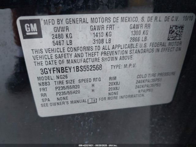 2011 CADILLAC SRX 3GYFNBEY1BS552568 Photo 8