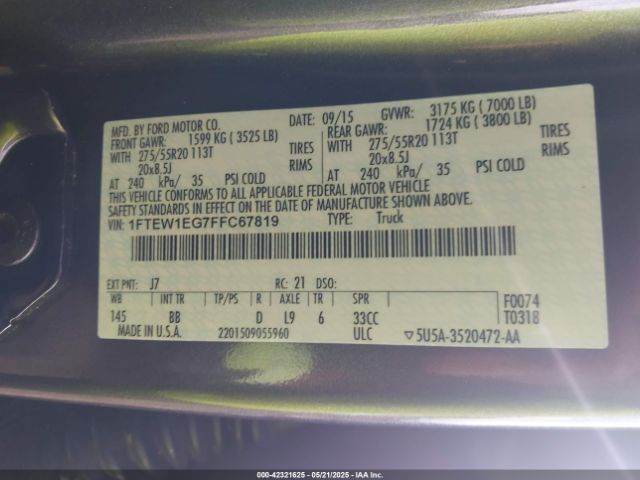 2015 FORD F-150 1FTEW1EG7FFC67819 Photo 8
