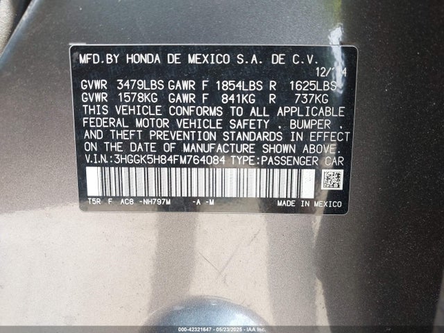 3HGGK5H84FM764084 Honda l15b1