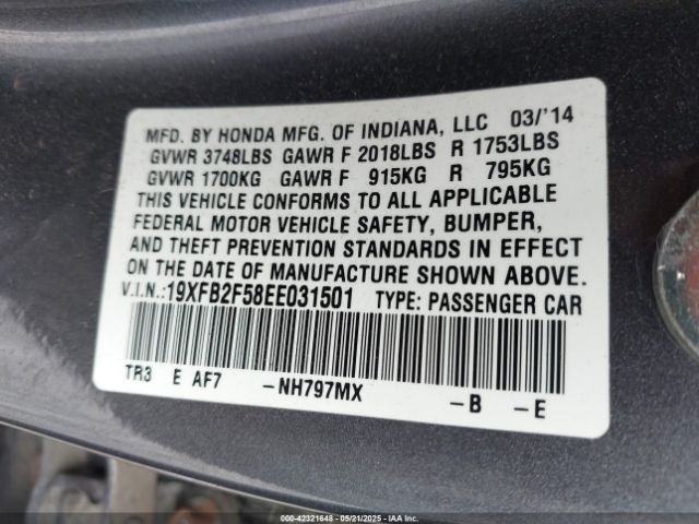 19XFB2F58EE031501 Honda Civic Lx