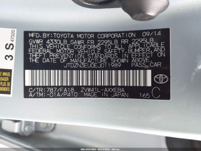 JTDZN3EU0EJ011989 Toyota Prius V Three