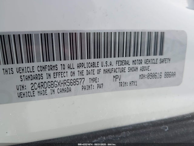 2C4RDGBGXHR568577 Dodge 2017