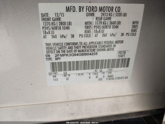 2FMPK3G94GBB04235 Ford EDGE SE
