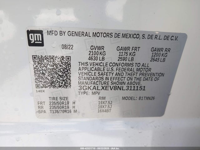 3GKALXEV8NL311151 GMC lyx