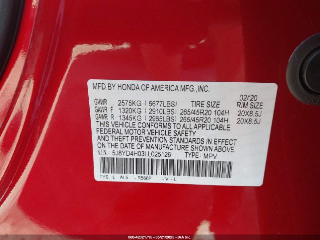 5J8YD4H03LL025126 Acura j35y5