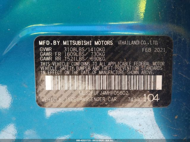 2021 MITSUBISHI MIRAGE G4 ML32FUFJ4MHF05602 Photo 8