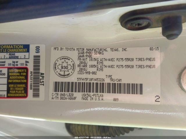 5TFHY5F18FX453226 Toyota 3ur-fbe