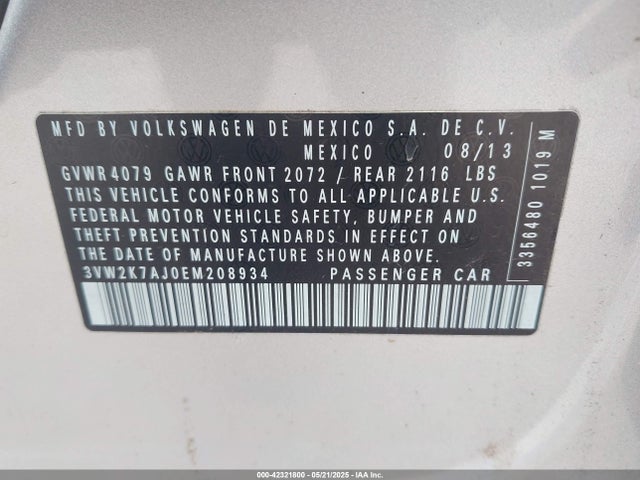 3VW2K7AJ0EM208934 Volkswagen Jetta 2.0l S