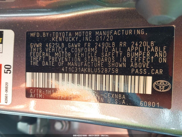 4T1C31AK8LU528758 Toyota a25a-fxs, 3nm (li)