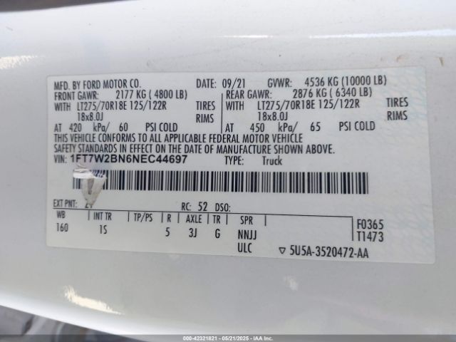 1FT7W2BN6NEC44697 Ford F-250 Xl