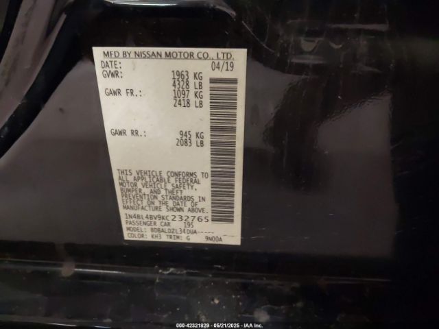 1N4BL4BV9KC232765 Nissan 2019
