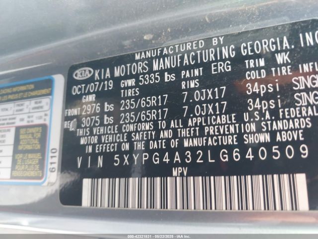 2020 KIA SORENTO 5XYPG4A32LG640509 Photo 8
