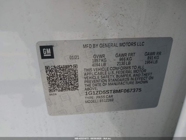 2021 CHEVROLET MALIBU 1G1ZD5ST8MF067375 Photo 8