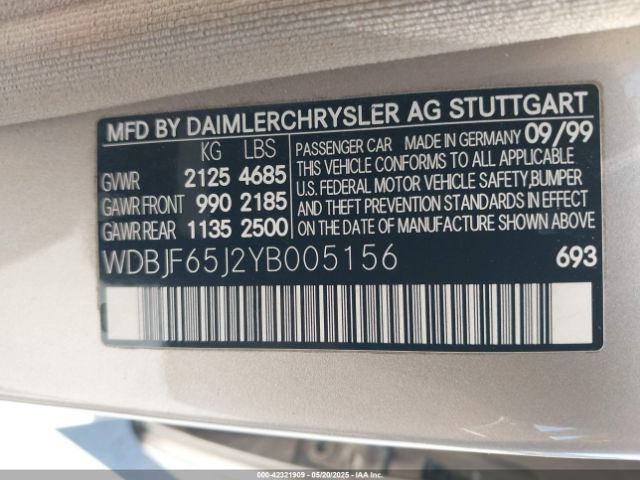 2000 MERCEDES-BENZ E 320 WDBJF65J2YB005156 Photo 8