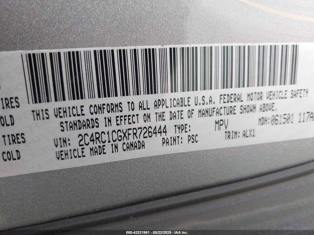 2C4RC1CGXFR726444 Chrysler Town and Country