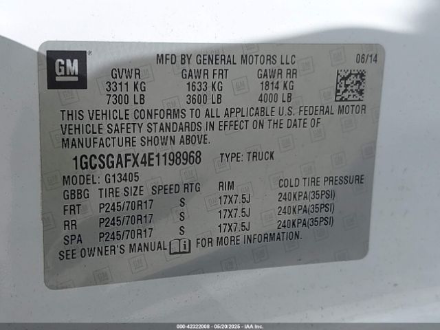 1GCSGAFX4E1198968 Chevrolet Express 1500 Work Van