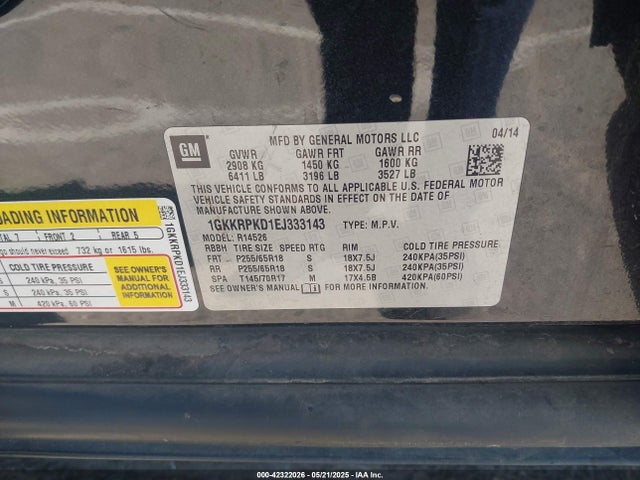 1GKKRPKD1EJ333143 GMC Acadia Sle-2
