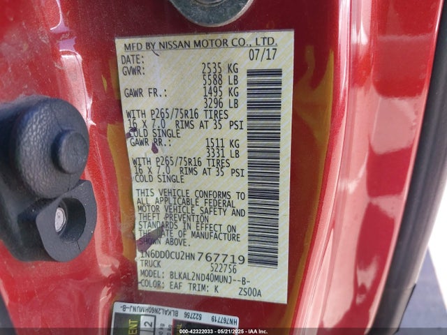 1N6DD0CU2HN767719 Nissan 2017
