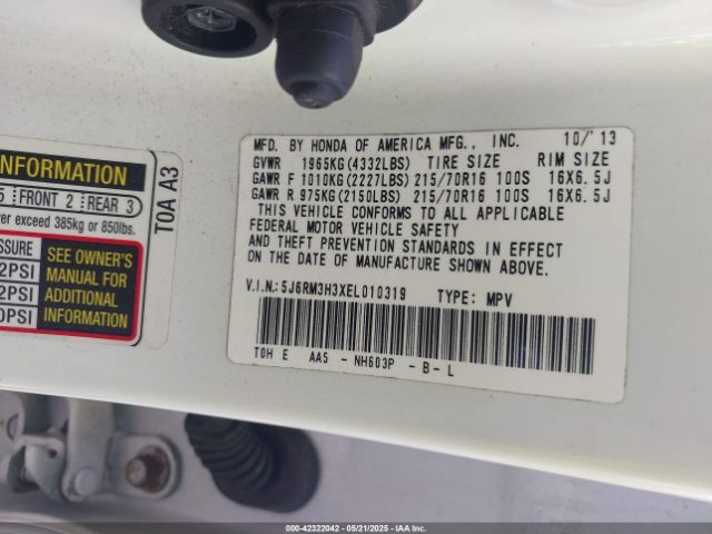 5J6RM3H3XEL010319 Honda CR-V LX