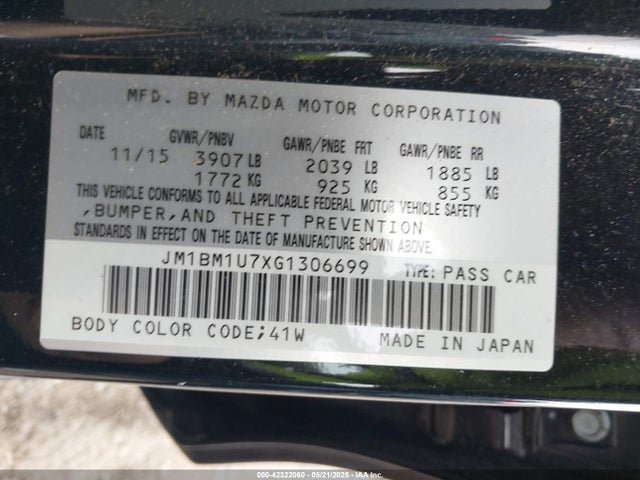 JM1BM1U7XG1306699 Mazda pe