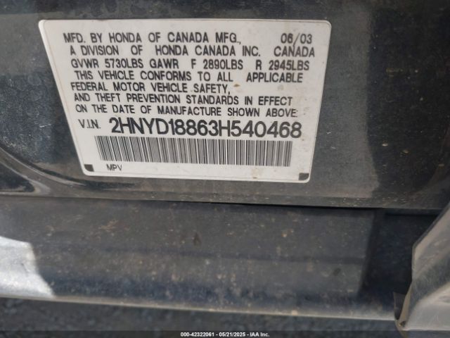 2003 ACURA MDX 2HNYD18863H540468 Photo 8