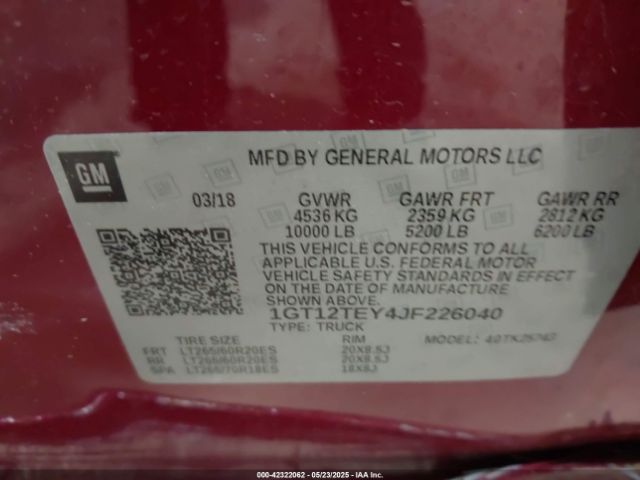 1GT12TEY4JF226040 GMC Sierra 2500hd Slt