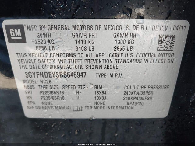 2011 CADILLAC SRX 3GYFNDEY3BS646947 Photo 8
