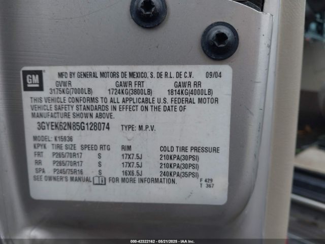 2005 CADILLAC ESCALADE EXT 3GYEK62N85G128074 Photo 8