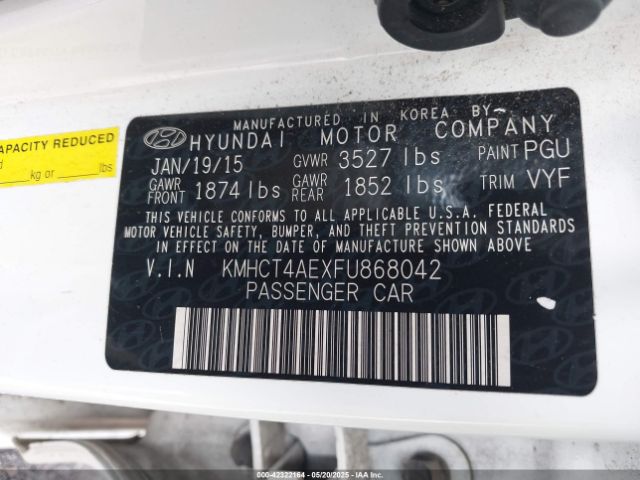 KMHCT4AEXFU868042 Hyundai ACCENT GLS
