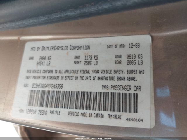 2000 CHRYSLER 300M 2C3HE66G4YH249358 Photo 8