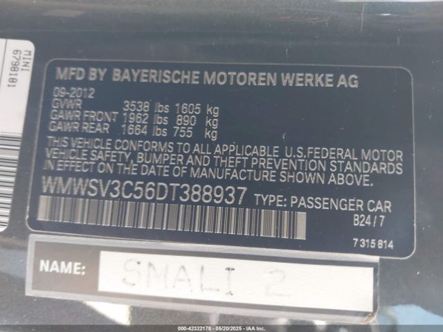 2013 MINI HARDTOP WMWSV3C56DT388937 Photo 8