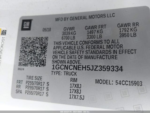 1GCNCNEH5JZ359334 Chevrolet Silverado 1500 Wt