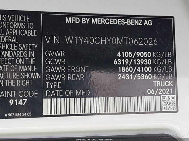 W1Y40CHY0MT062026 Mercedes-Benz Sprinter 2500 High Roof I4