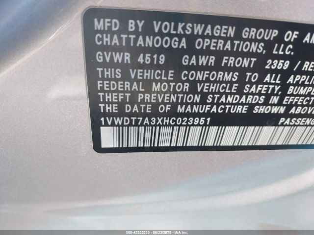1VWDT7A3XHC023951 Volkswagen Passat 1.8t R-line