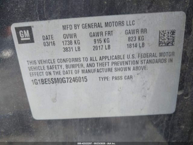 1G1BE5SM0G7246015 Chevrolet CRUZE LT