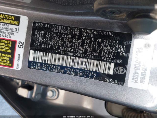 4T1B11HK0KU161764 Toyota a25a-fks