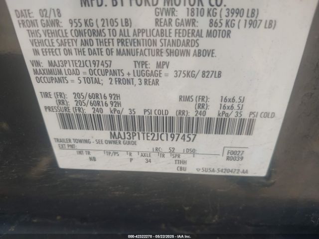 2018 FORD ECOSPORT MAJ3P1TE2JC197457 Photo 8