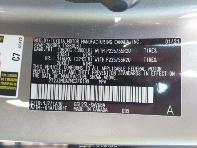 2021 LEXUS RX 350 2T2JZMDA7MC276199 Photo 8