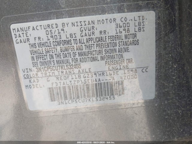 3N1CP5CU7KL532455 Nissan 2019