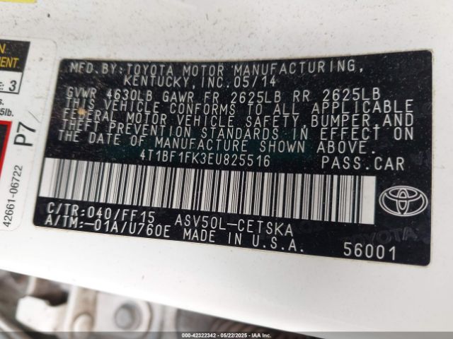 4T1BF1FK3EU825516 Toyota CAMRY SE