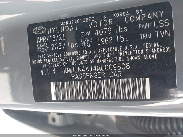 KMHLN4AJ4MU009808 Hyundai gdi kappa