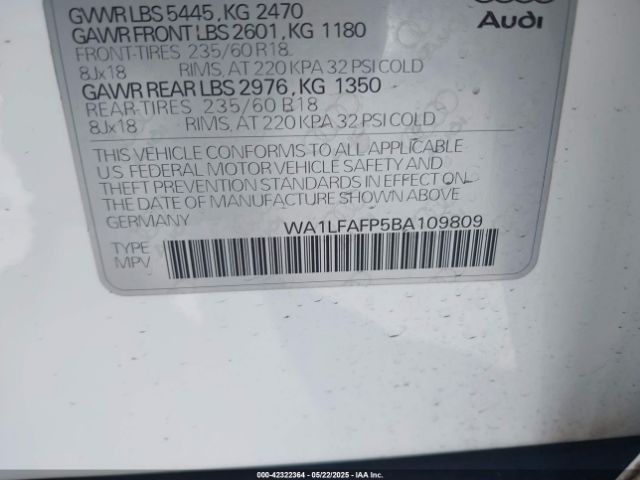 2011 AUDI Q5 WA1LFAFP5BA109809 Photo 8