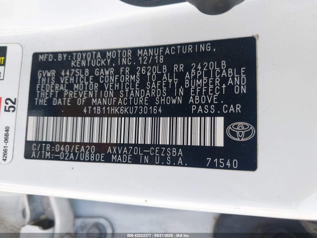 4T1B11HK6KU730164 Toyota a25a-fks