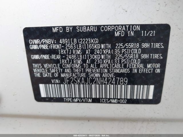 JF2SKAJC2NH424789 Subaru na u5