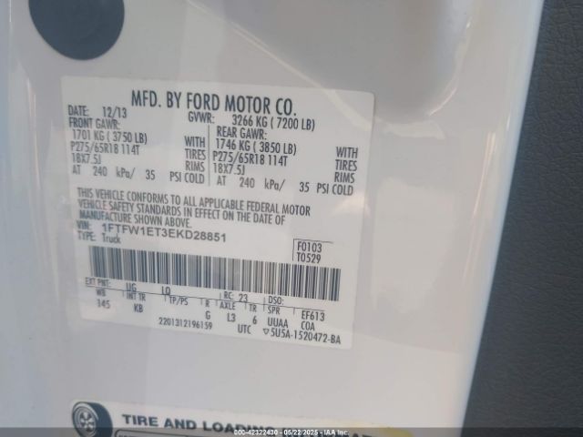 1FTFW1ET3EKD28851 Ford F-150 King Ranch
